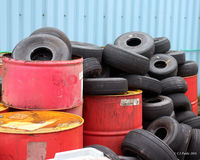 Dundee Airport, Dundee, Scotland United Kingdom (EGPN) - Looking tyred at Dundee Riverside EGPN - used aircraft tyres collection for recycling - by Clive Pattle