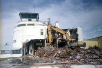 Great Falls International Airport (GTF) - Old GTF Terminal demolition, late 1990's. A restaurant called Victors once stood in the foreground attached to the terminal building. It disappeared in the 80's? - by Jim Hellinger