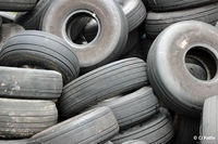 Dundee Airport, Dundee, Scotland United Kingdom (EGPN) - Looking tired at Dundee. A pile of discarded aircraft tyres await recycling at Dundee EGPN. - by Clive Pattle