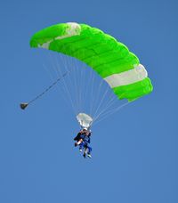 Swansea Airport, Swansea, Wales United Kingdom (EGFH) - Tandem skydivers from Skydive Swansea about to drop on the Northern PLA. - by Roger Winser