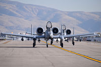 Boise Air Terminal/gowen Fld Airport (BOI) - Two A-10Cs from the 124th Fighter Wing, Idaho ANG taxiing down Foxtrot. - by Gerald Howard