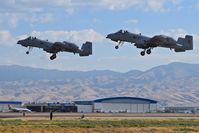 Boise Air Terminal/gowen Fld Airport (BOI) - A-10Cs in formation take off from RWY 28L. 190th Fighter Sq., 124th Fighter Wing, Idaho ANG. - by Gerald Howard