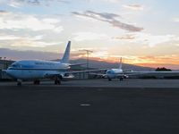 Boise Air Terminal/gowen Fld Airport (BOI) - Dawn on the NIFC ramp. Sierra Pacific was busy this 2013 season moving fire fighters around. - by Gerald Howard