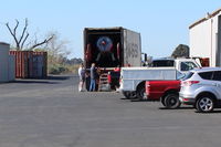 Santa Paula Airport (SZP) - MAERSK LINE arrival truck to unload Kimball PITTS Model 12 biplane aircraft for reassembly. Maersk  is largest international shipper using ocean freighters. Location-behind Ray's Aviation. Some ocean freight containers in left side past Tee Hangar. - by Doug Robertson