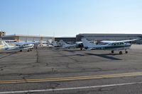 Boise Air Terminal/gowen Fld Airport (BOI) - Six back country aircraft parked on their ramp ready for the day's first flights. - by Gerald Howard
