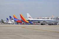Boise Air Terminal/gowen Fld Airport (BOI) - Midday line up on Concourse B. - by Gerald Howard