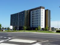 Essendon Airport - The front of the Hyatt Place Hotel, recently built at the entrance to Essendon Airport, and Essendon Fields shopping precinct - by red750