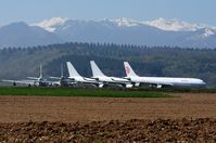 Tarbes - Tarbes Airport storage with the snow capped Pyrenees in the background - by FerryPNL