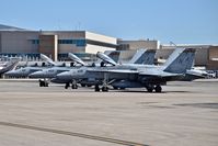 Boise Air Terminal/gowen Fld Airport (BOI) - Three F/A-18C aircraft from FMFA-323 Death Rattlers parked for re fueling. - by Gerald Howard