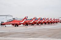 Boise Air Terminal/gowen Fld Airport (BOI) - British Red Arrows at BOI for refueling and lunch. - by Gerald Howard