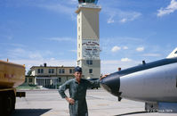Cannon Afb Airport (CVS) - Col John O Tinius, USAF, welcomed to Cannon AFB, NM. Probably 1974.
Col Tinius flew the F-86 on 41 combat missions in Korea and remained on flight status for almost his entire career, retiring in 1976.
 - by Unknown