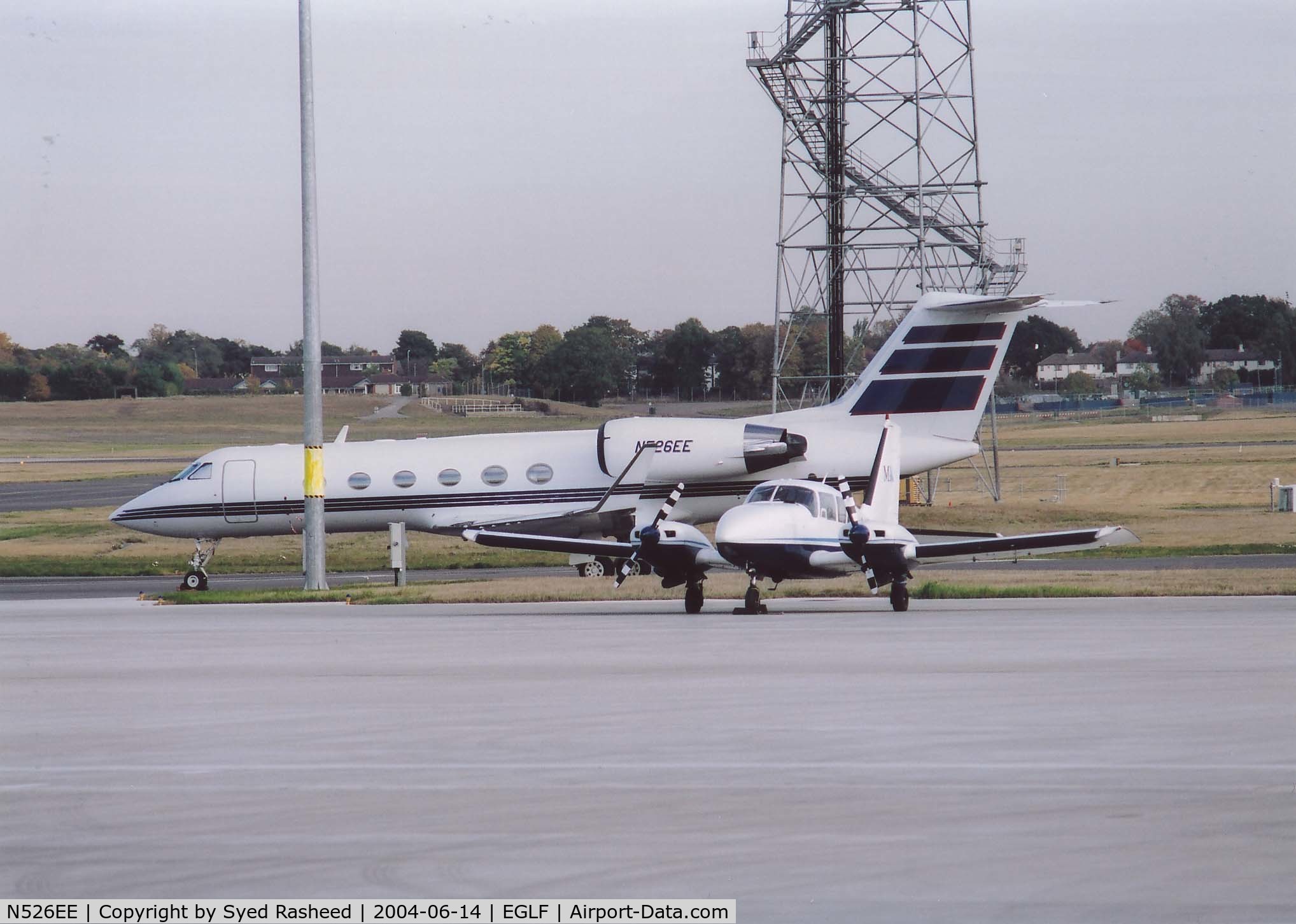 N526EE, 1997 Gulfstream Aerospace G-V C/N 519, N526EE parked at Farnborough