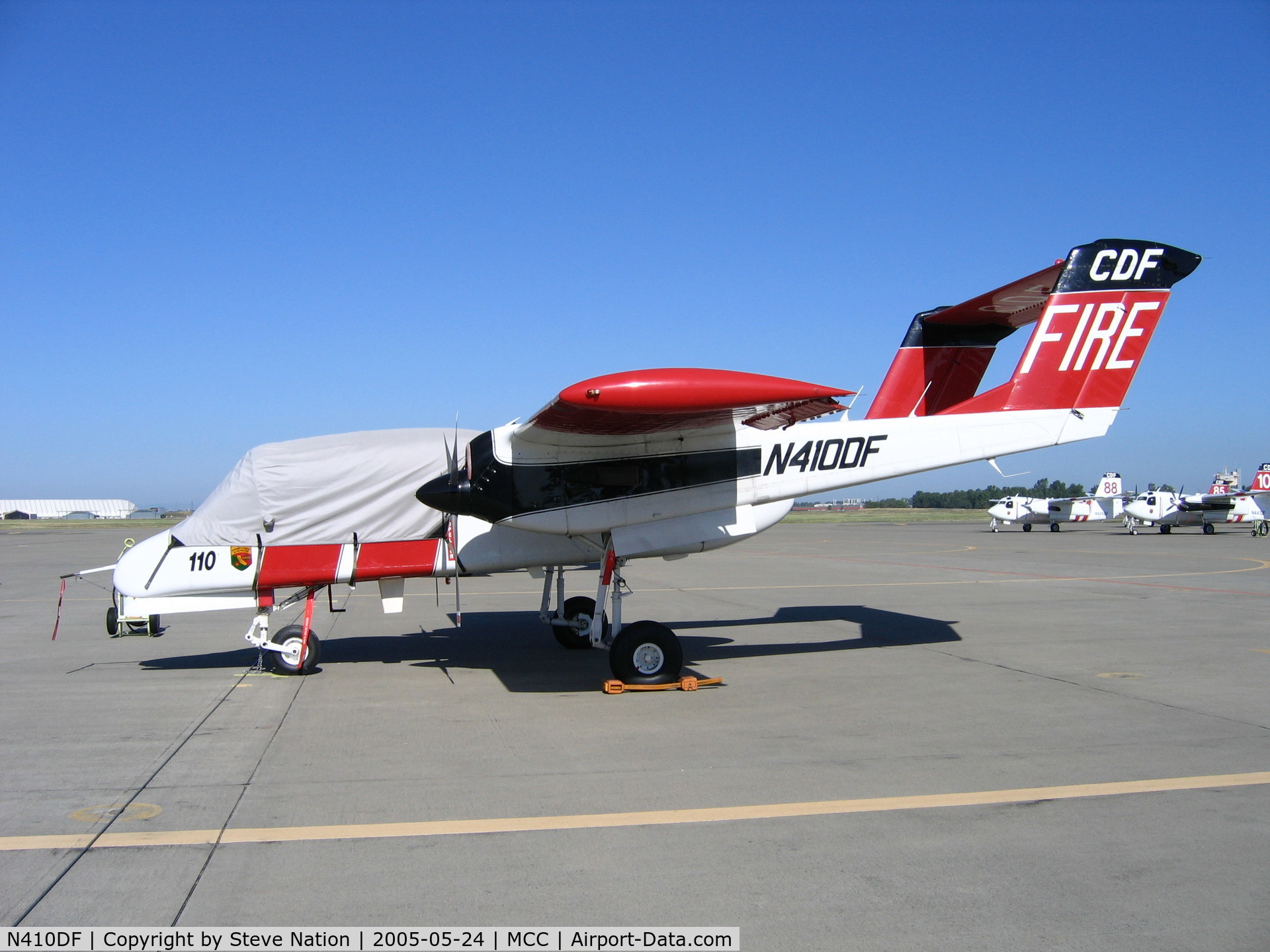 N410DF, North American OV-10A Bronco C/N 305-82 (305158M82?), CDF OV-10A lead plane #110 on CDF ramp at McClellan AFB, CA