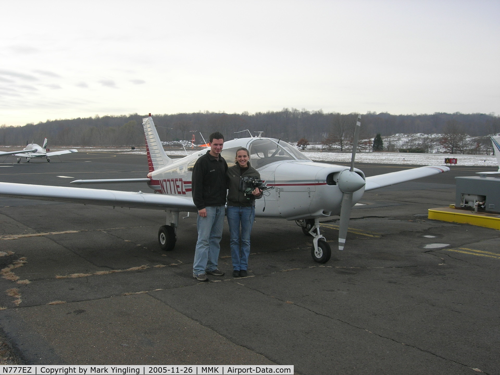 N777EZ, 1978 Piper PA-28-161 C/N 28-7916216, Student and instructor in front of specific Piper Warrior.  In picture: Michael Yingling (student) and Melanie Lackman (instructor)