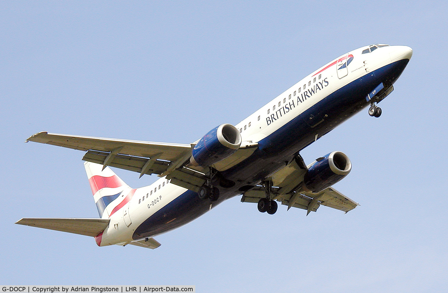G-DOCP, 1992 Boeing 737-436 C/N 25850, British Airways Boeing 737-400 landing at London (Heathrow) Airport, England