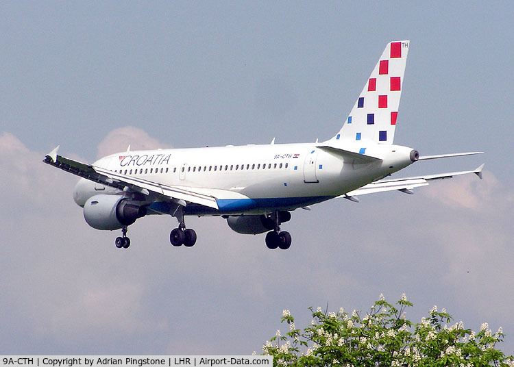 9A-CTH, 1998 Airbus A319-112 C/N 833, Croatia Airlines Airbus A319-300 (9A-CTH) landing at London (Heathrow) Airport in May 2004