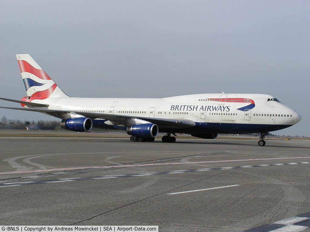 G-BNLS, 1991 Boeing 747-436 C/N 24629, British Airways Boeing 747 at Seattle-Tacoma International Airport