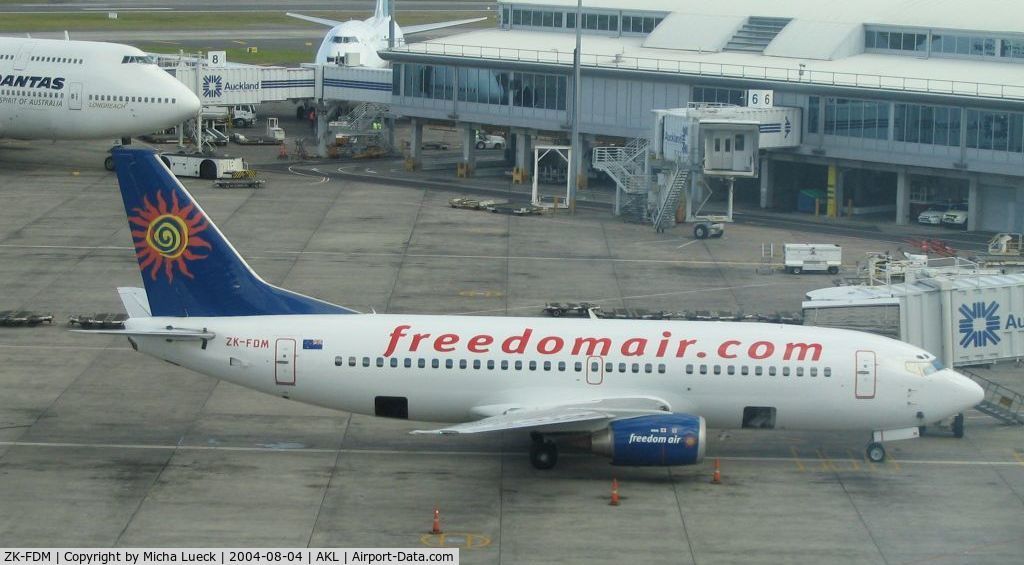 ZK-FDM, 1991 Boeing 737-3M8 C/N 25016, Freedom Air serves mostly smaller NZ airports, but also offers flights from AKL to the Gold Coast