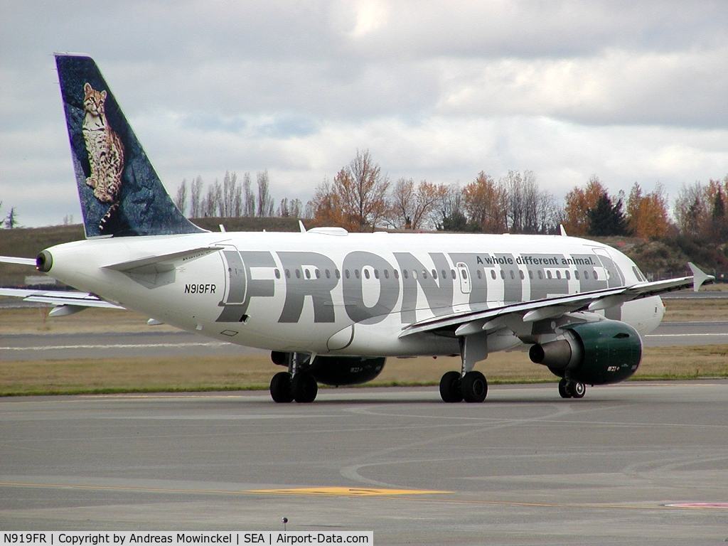 N919FR, 2003 Airbus A319-111 C/N 1980, Frontier Airlines A319 at Seattle-Tacoma International Airport