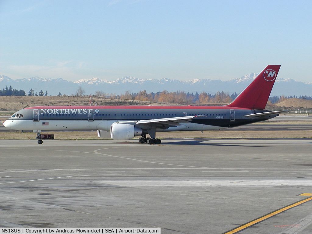 N518US, 1986 Boeing 757-251 C/N 23206, Northwest Airlines Boeing 757 at Seattle-Tacoma International Airport