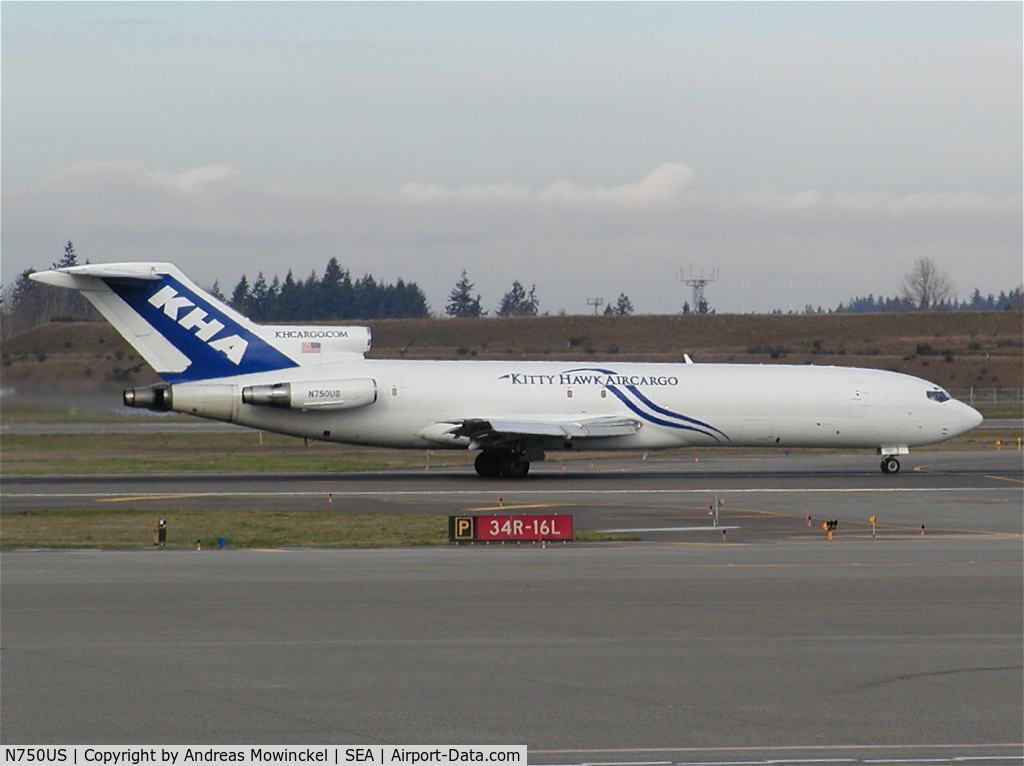 N750US, 1978 Boeing 727-214 C/N 21512, Kitty Hawk Boeing 727 Freighter at Seattle-Tacoma International Airport.