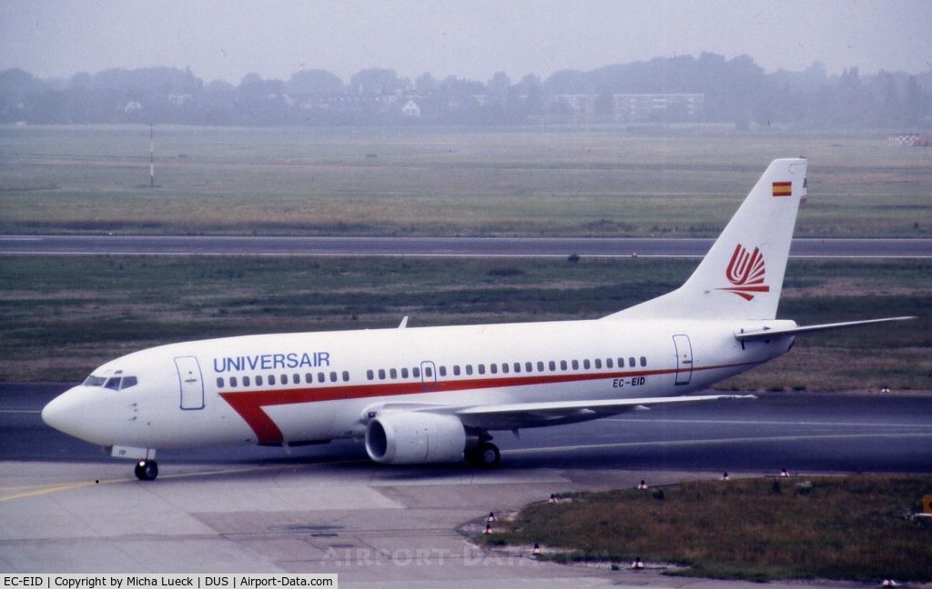 EC-EID, 1988 Boeing 737-3T0 C/N 23941, Just coming back with a load of holiday makers... (June 1988)