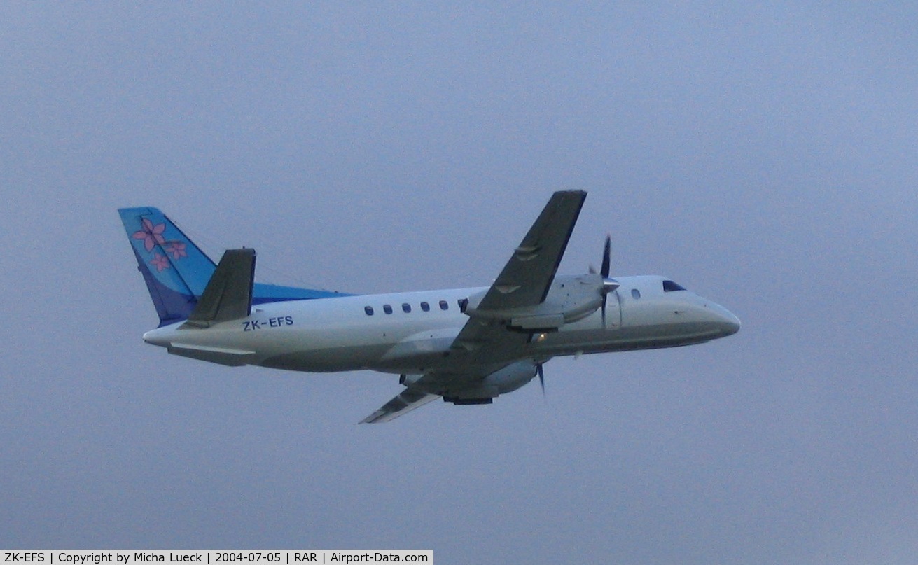 ZK-EFS, 1985 Saab 340A(QC) C/N 340A-049, Air Rarotonga's Saab 340 departing for Aitutaki