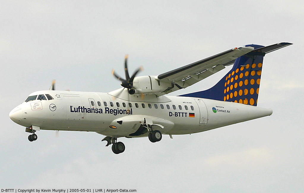 D-BTTT, 1999 ATR 42-500 C/N 603, Operated by Contactair for Lufthansa.