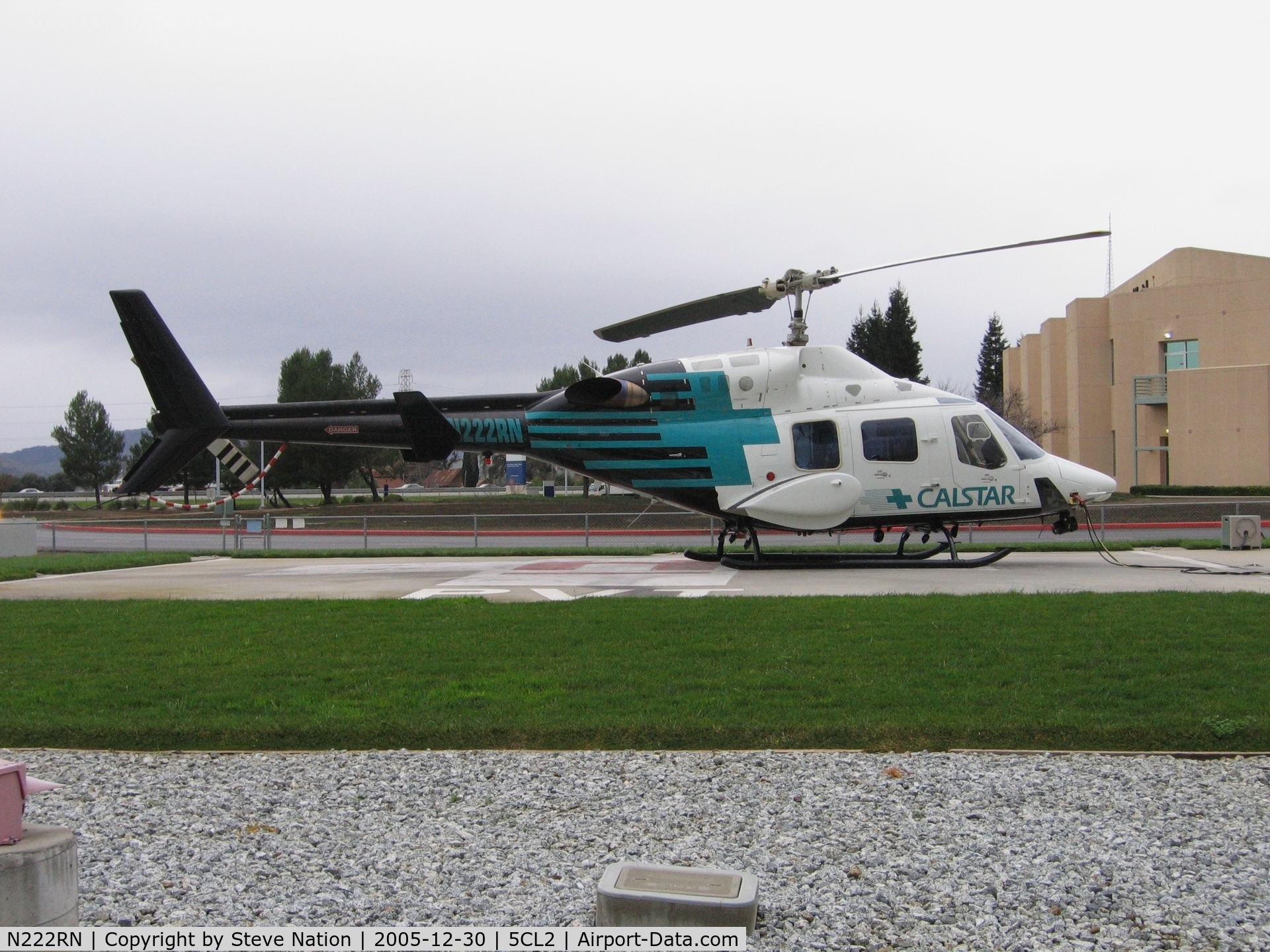 N222RN, 1988 Bell 222U C/N 47571, CALSTAR 1988 Bell 222 medivac at St. Louise Hospital helipad, Gilroy, CA