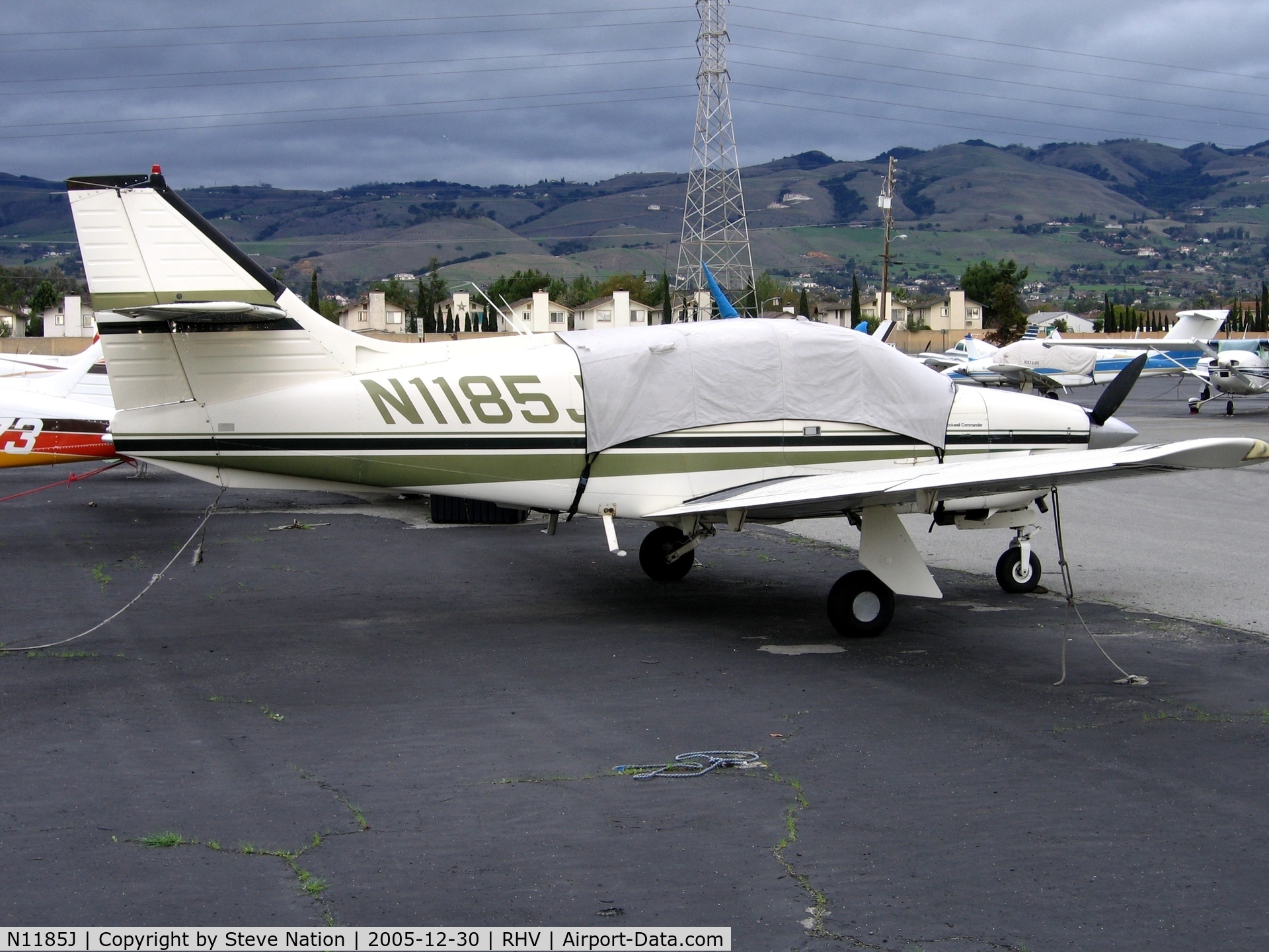 N1185J, 1974 Aero Commander 112 C/N 178, 1974 Aero Commander 112 between rainstorms at Reid-Hillview Airport, San Jose, CA