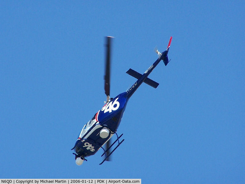 N6QD, 1992 Bell 206B C/N 4247, CBS46 Overhead PDK Returning To Charlie Pad