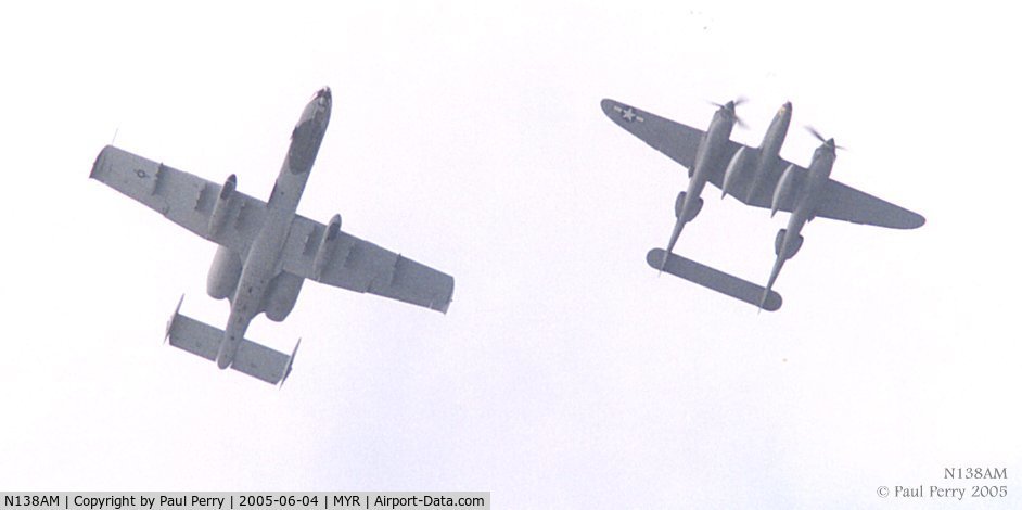 N138AM, 1943 Lockheed P-38J Lightning C/N 44-23314, Heritage flight with a 23rd Fighter Group A-10