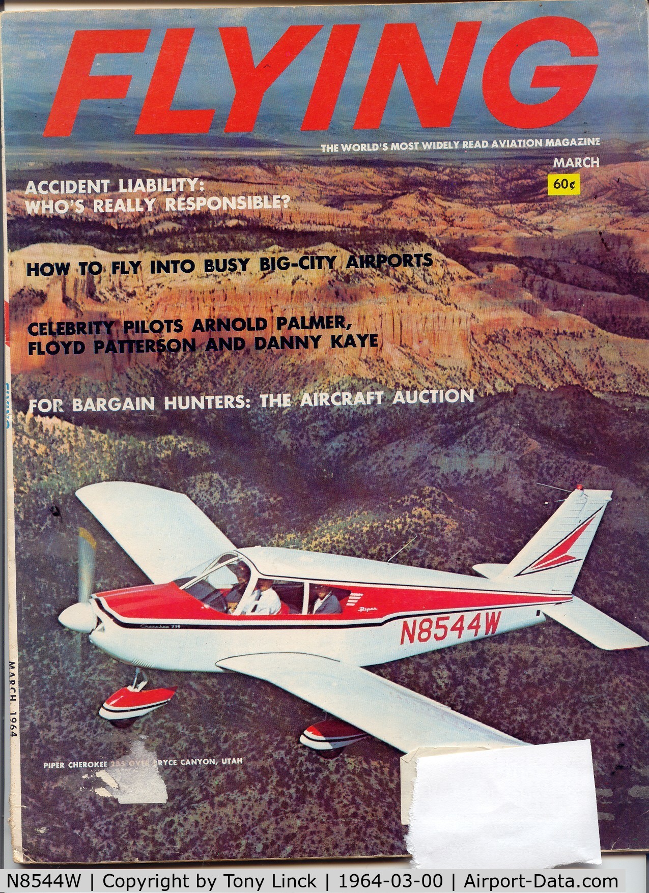 N8544W, 1963 Piper PA-28-235 C/N 28-10045, Cover of March 1964 FLYING Magazine (over Bryce Canyon)
