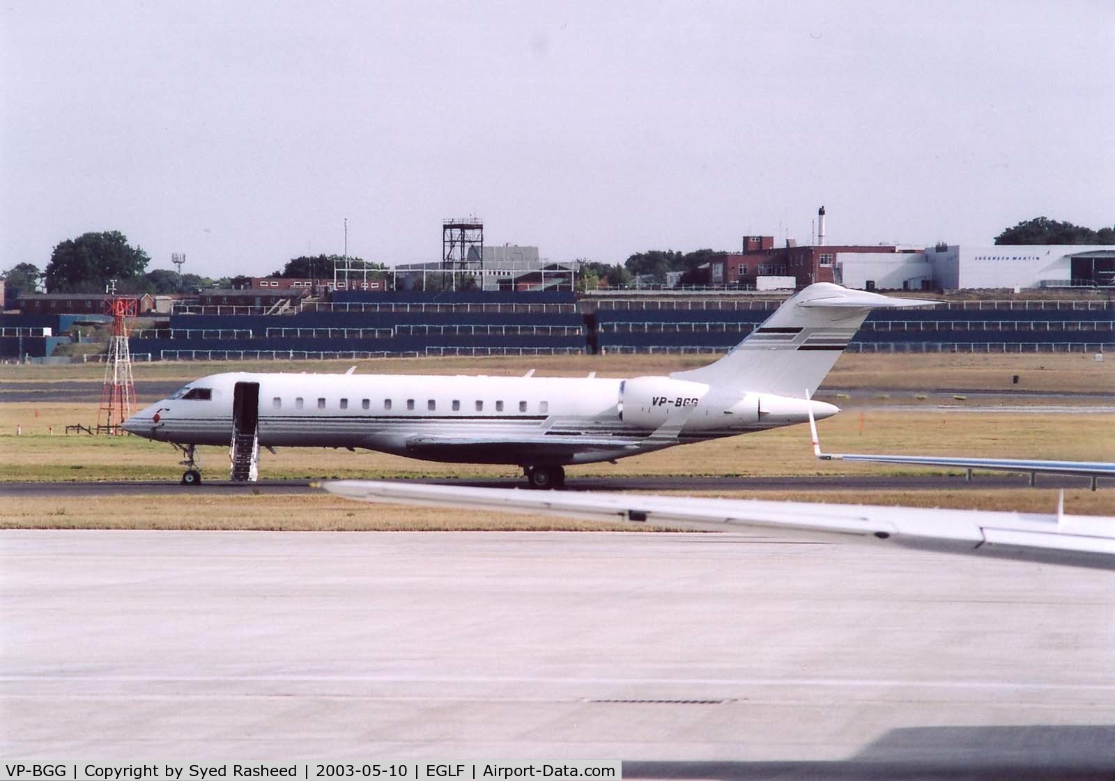 VP-BGG, 1999 Bombardier BD-700-1A10 Global Express C/N 9018, GLEX on Farnborough ramp