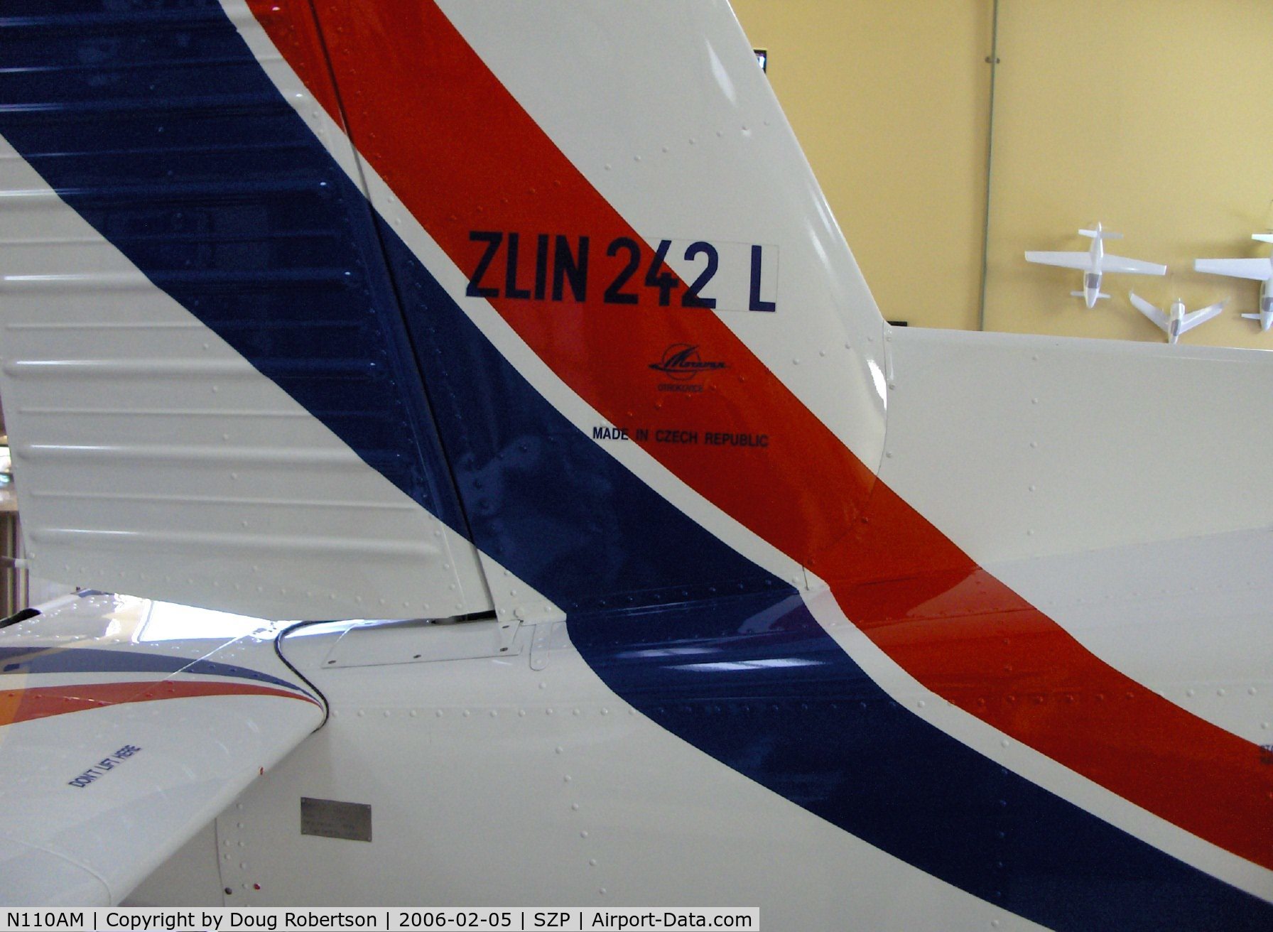 N110AM, 1996 Zlin Z-242L C/N 0727, 1996 Moravan Zlin 242L, Lycoming AEIO-360-B 200 Hp, fully aerobatic, tail nomenclature, made in Czech Republic