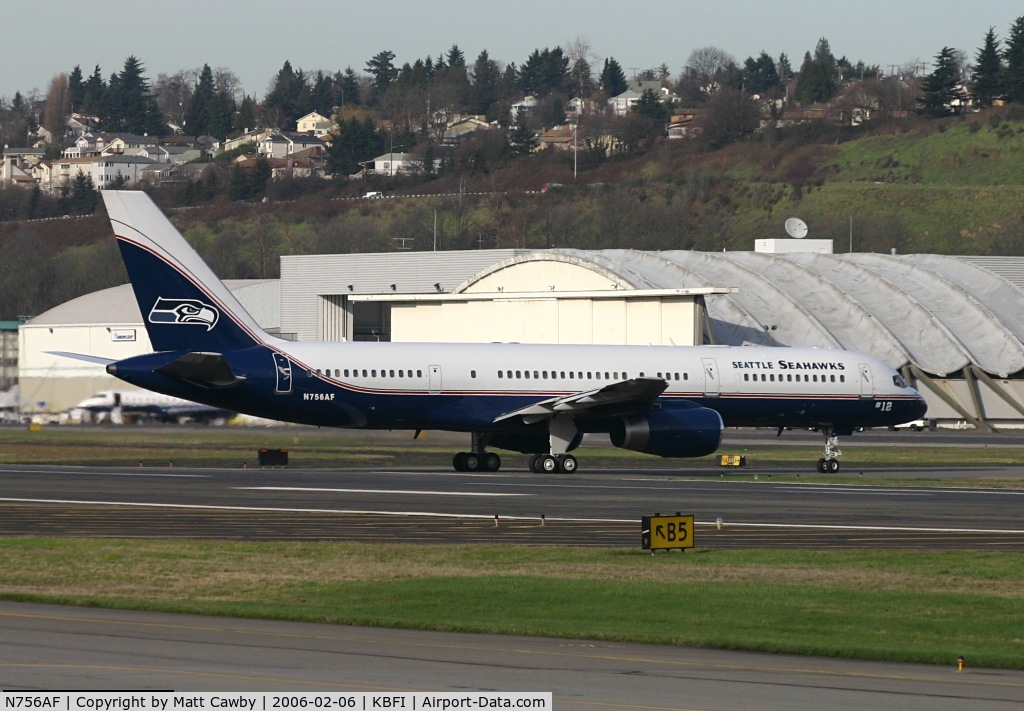 N756AF, 1991 Boeing 757-23A C/N 24923, Returning to KBFI from Detroit with Seattle Seahawks aboard