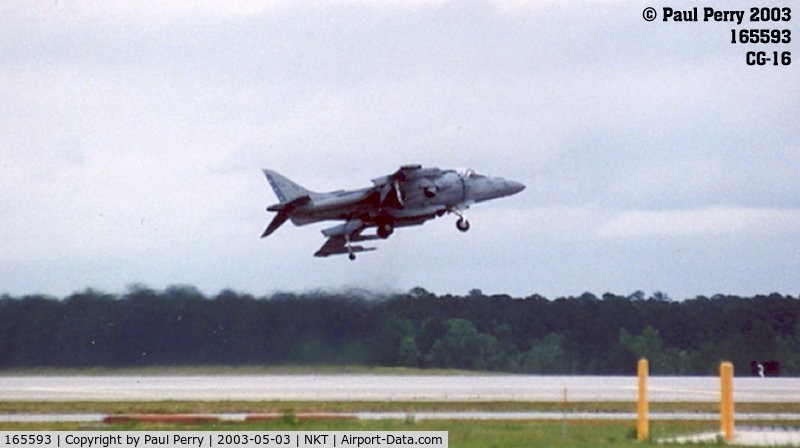 165593, Boeing AV-8B+(R)-27-MC Harrier II Plus C/N B330, The Super Harrier powers off the runway in a short take off demo