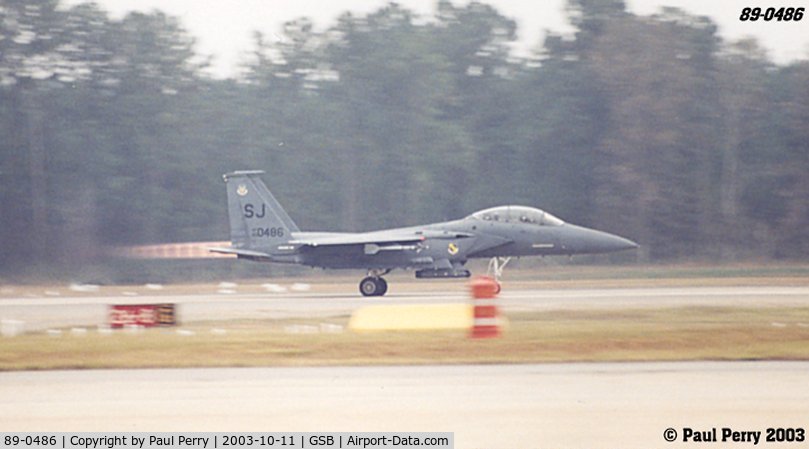 89-0486, 1989 McDonnell Douglas F-15E Strike Eagle C/N 1133/E108, Cheif 486 in full burner for her takeoff.  Sounds as good as it looks
