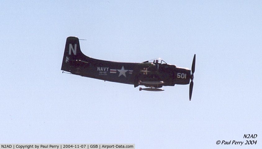 N2AD, 1947 Douglas AD-1 Skyraider C/N 09257/2085, The Spad hauling over Seymour Johnson