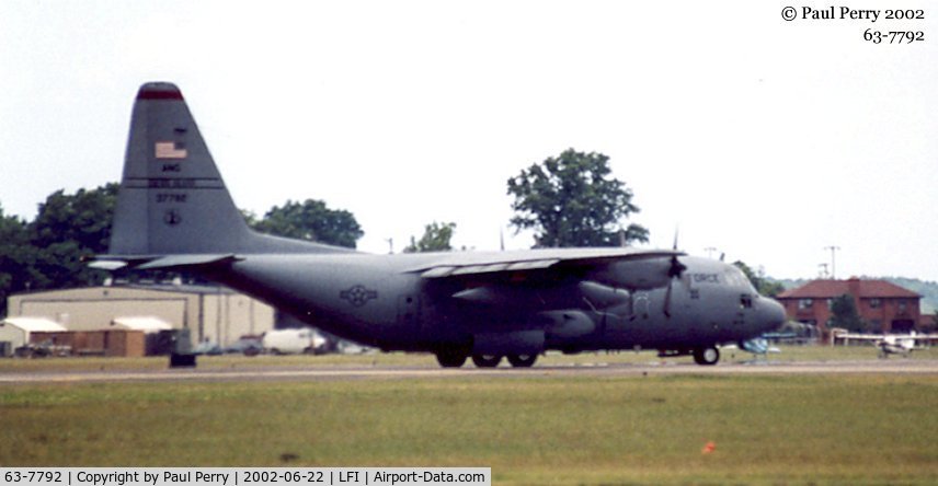 63-7792, 1963 Lockheed C-130E-LM Hercules C/N 382-3860, Seen in 2002 with the Rhode Island ANG, now assigned to Michigan ANG