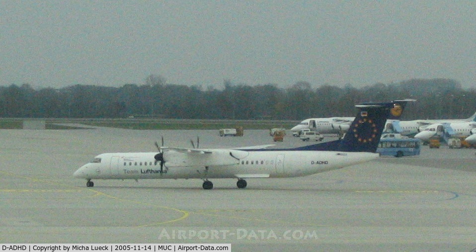 D-ADHD, 2001 De Havilland Canada DHC-8-402Q Dash 8 C/N 4056, Just arrived in Munich