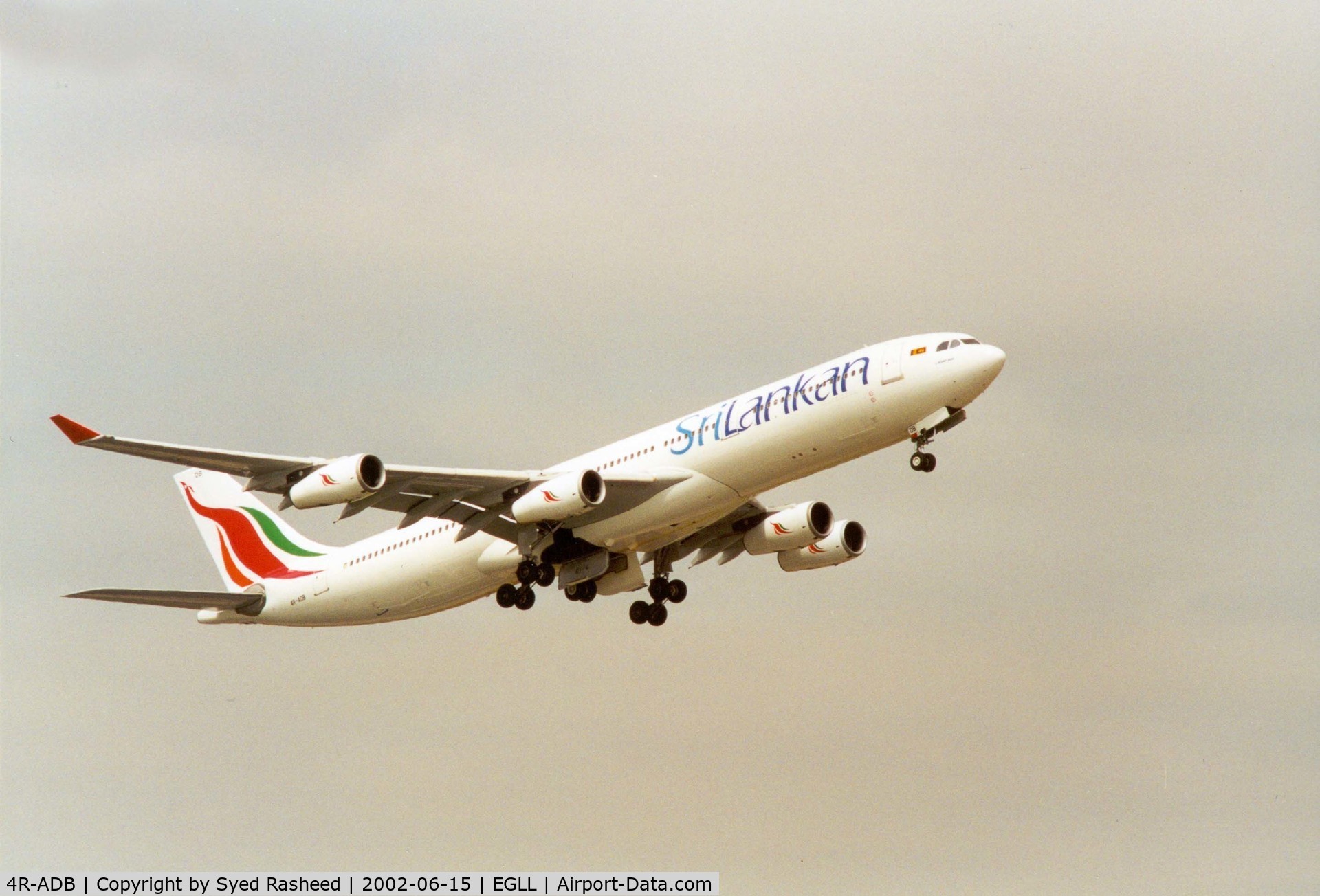 4R-ADB, 1994 Airbus A340-311 C/N 033, Air Lanka - Departing on Rwy 09R