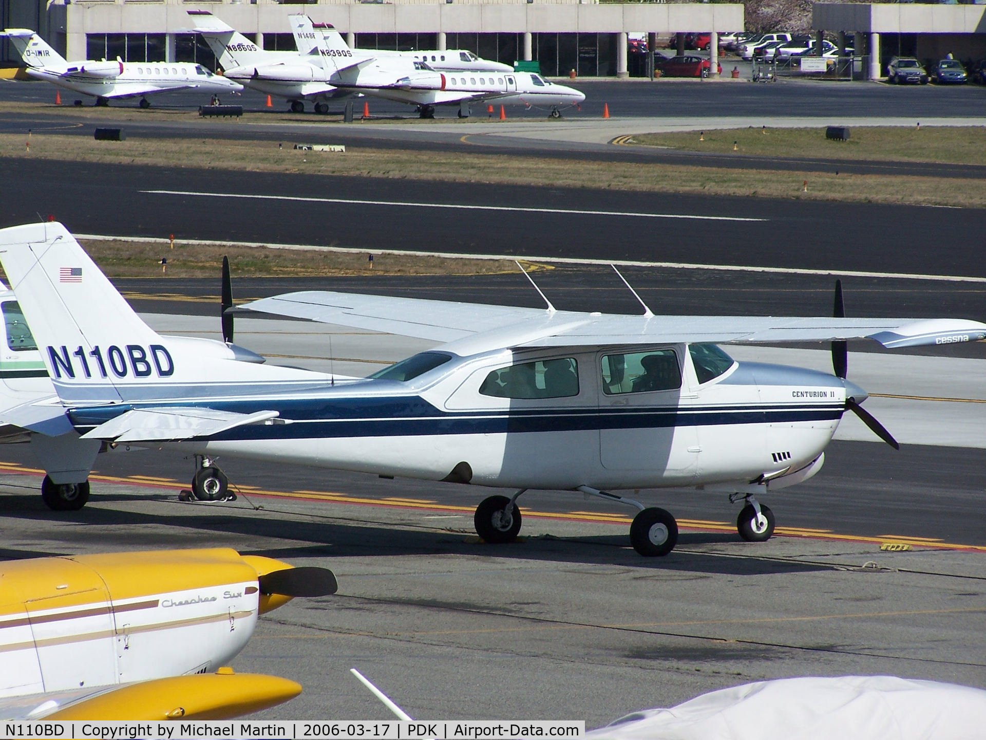 N110BD, 1981 Cessna 210N Centurion C/N 21064427, Tied down @ Epps