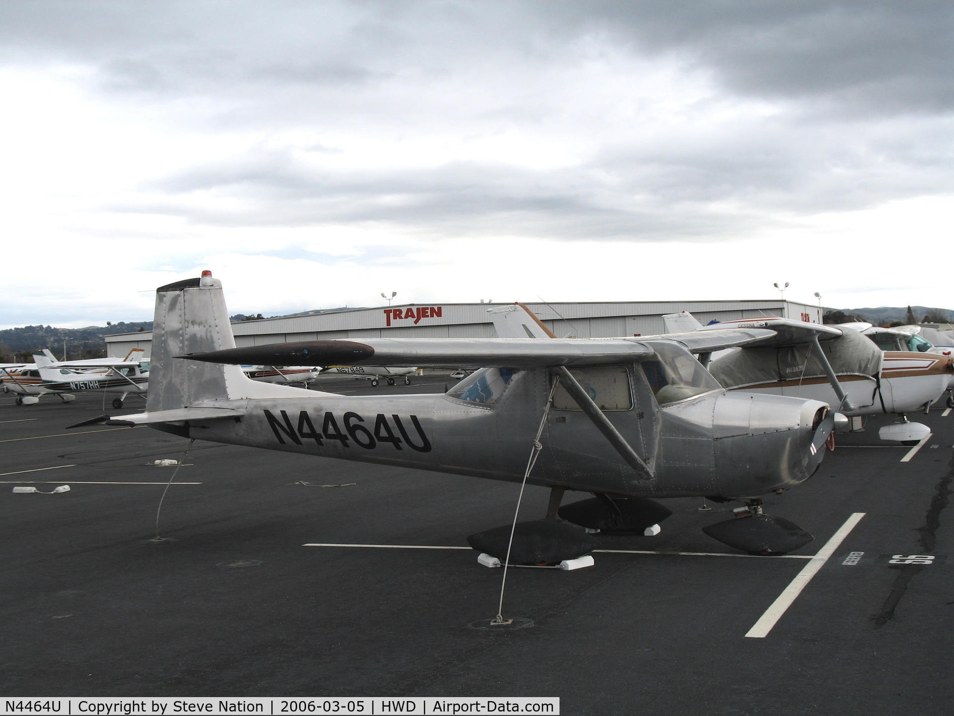 N4464U, 1964 Cessna 150D C/N 15060464, 1964 Cessa 150D at stormy Hayward Air Terminal, CA