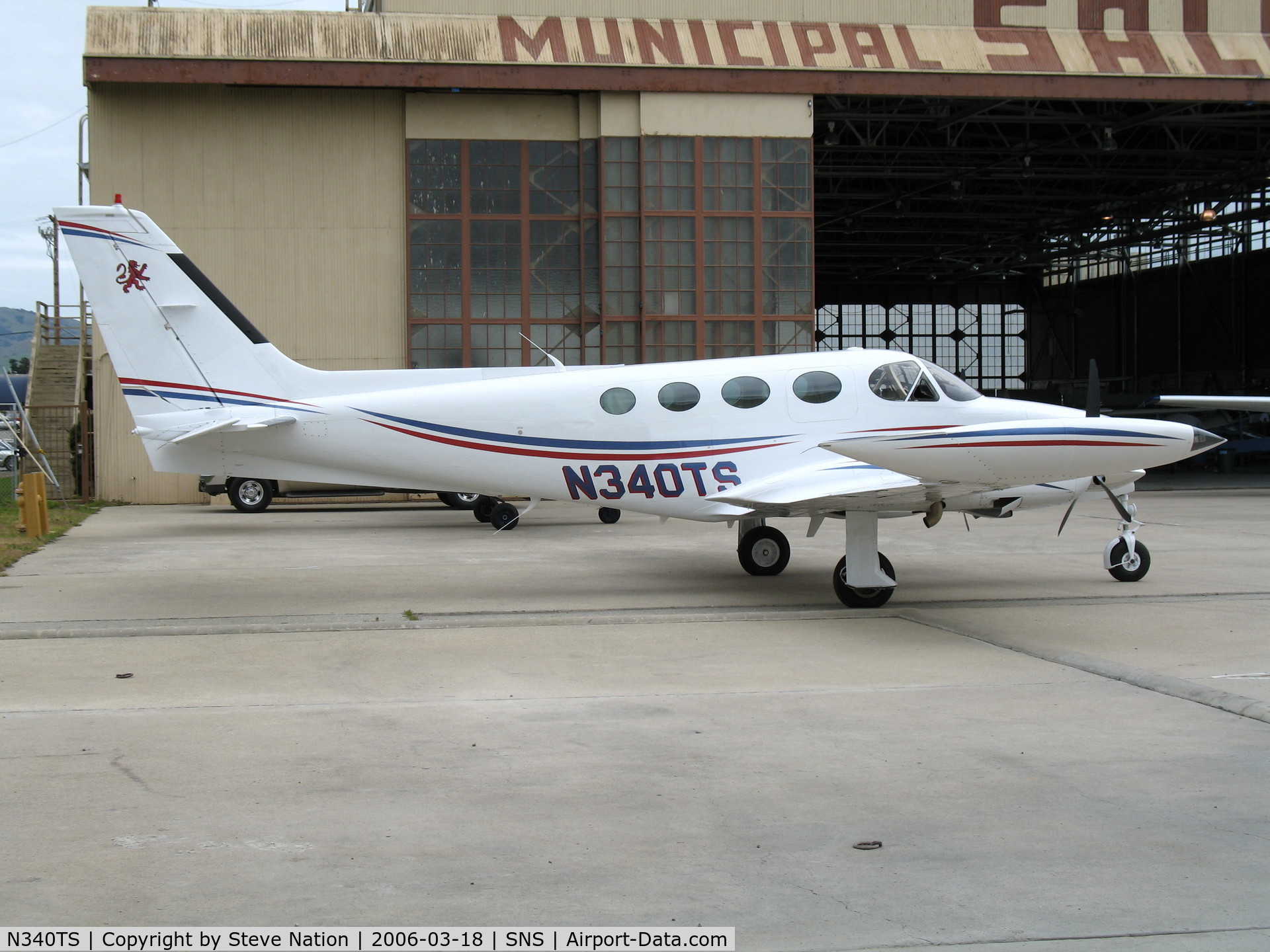 N340TS, 1980 Cessna 340A C/N 340A0999, Caladonian Air (note tail logo) 1980 Cessna 340A at Salinas, CA