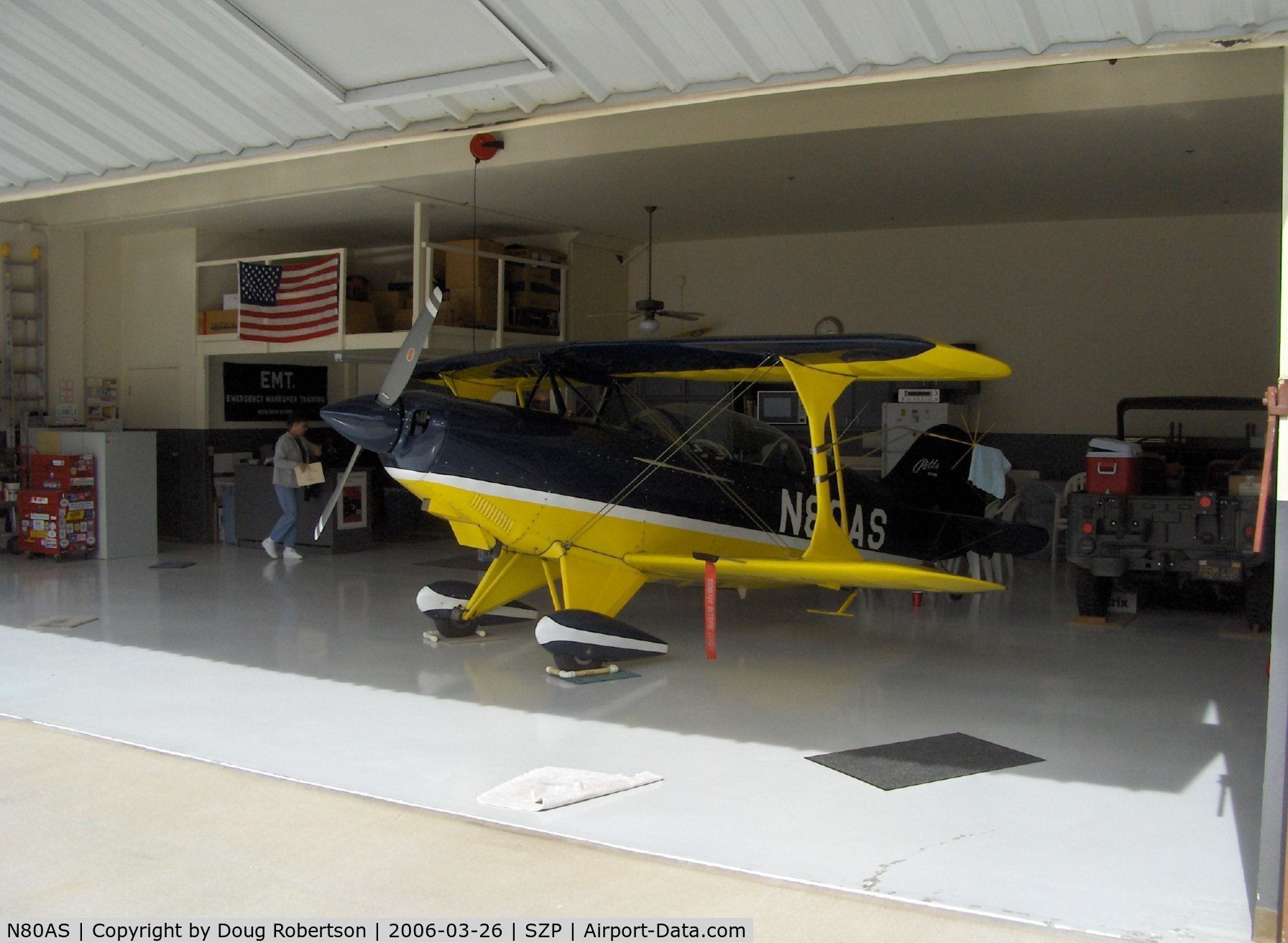 N80AS, 1992 Pitts S-2B Special C/N 5244, 1992 Pitts Aerobatics S-2B, Lycoming AEIO-540, Std. class, back in hangar