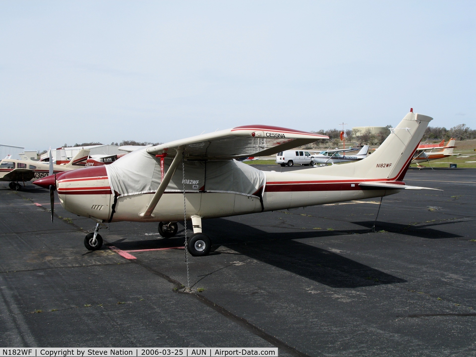 N182WF, 1976 Cessna 182P Skylane C/N 18264801, ZephyrSphere 1976 Cessna 182P with cover at Auburn Municipal Airport, CA