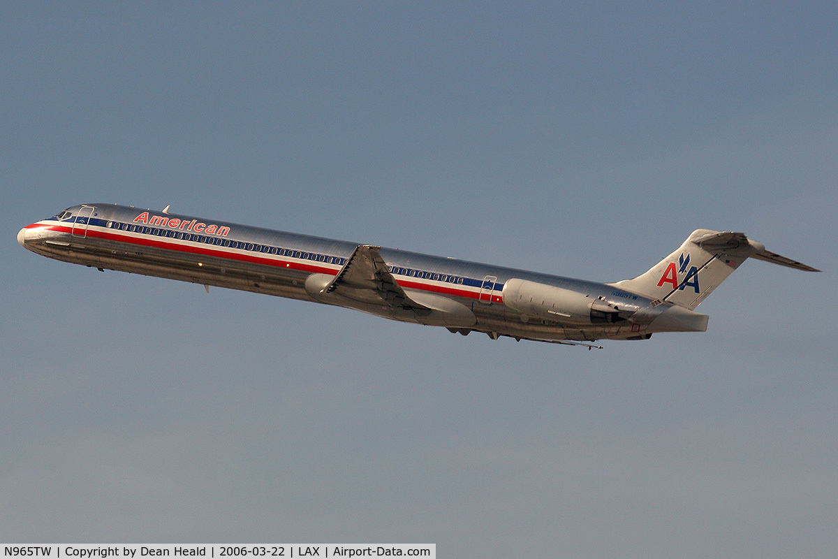 N965TW, 1999 McDonnell Douglas MD-83 (DC-9-83) C/N 53615, American Airlines N965TW (FLT AAL1624) departing LAX RWY 25R enroute to Chicago O'Hare International Airport (KORD).