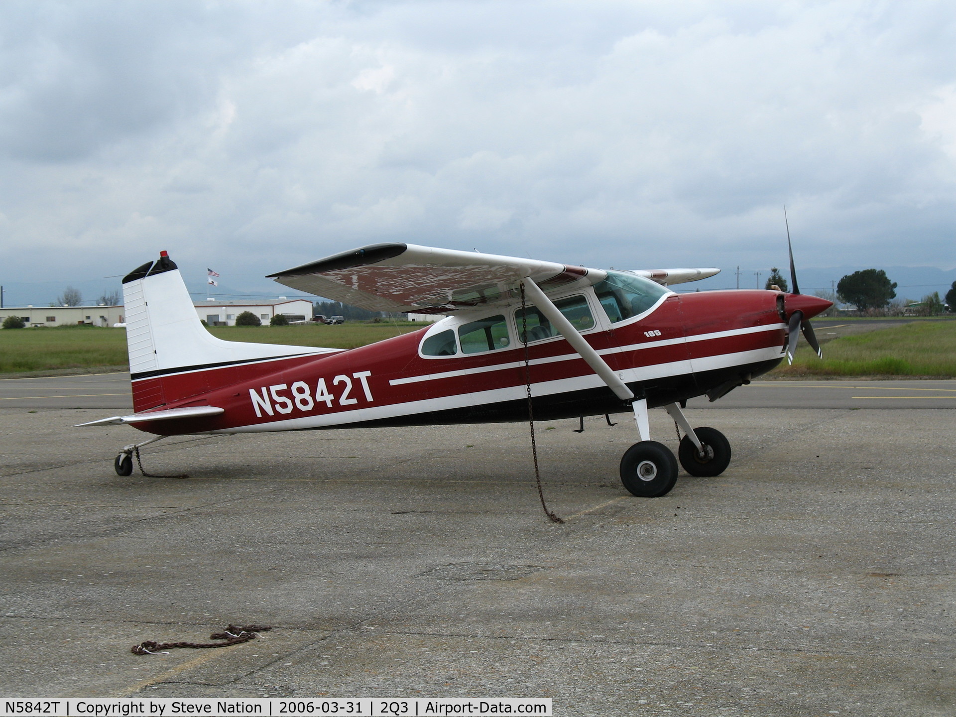 N5842T, 1964 Cessna 185C Skywagon C/N 185-0742, Over to Yolo County Airport, Woodland, CA from nearby Walnut Grove