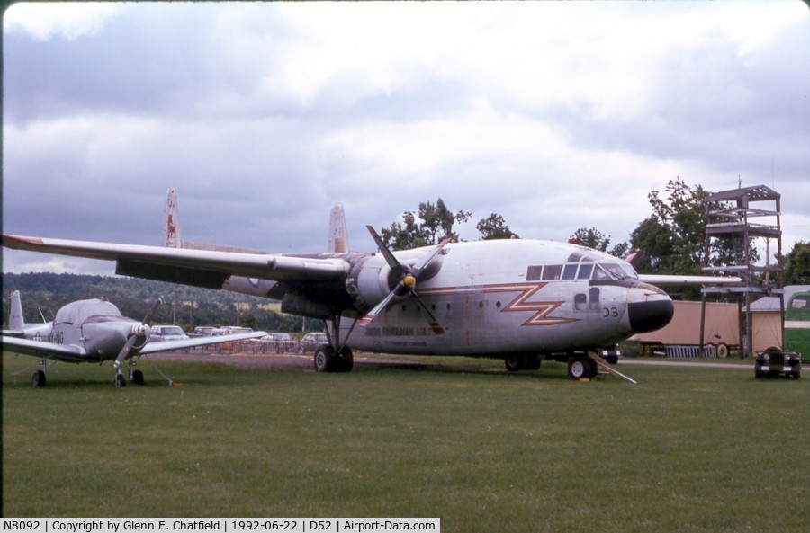 N8092, 1948 Fairchild C-119G Flying Boxcar C/N 10678, Stormy day.  C-119F 51-2689, RCAF 22103, National Warplane Museum